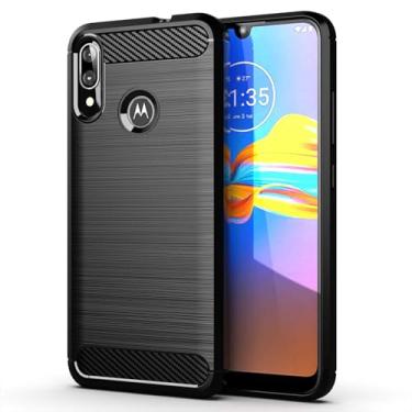 Imagem de Capa para Moto E6 Plus Capa,Material de fibra de carbono,Macio antiderrapante,anti-óleo,Proteção total de capa de telefone compatível com Moto E6 Plus-Black