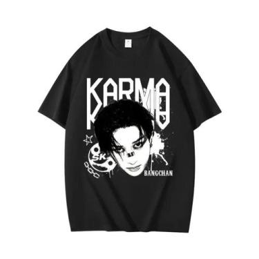 Imagem de Camiseta KPOP KARMA Hip Hop Changbin Hyunjin Felix Moda Coreana Street