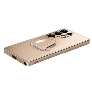 Imagem de POYUFRG Capa magnética para Samsung Galaxy S26 Ultra/S26 Plus/S26, capa fina fosca com suporte invisível capa de proteção de lente com tudo incluído, dourada, S26