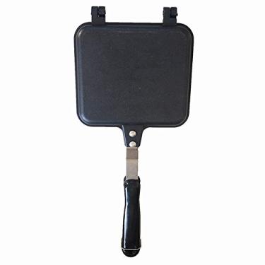 Imagem de Sanduíche Chapinha Pão Torrada Panela Casa Cozinha Assar Ferramenta Multiuso Café da Manhã DIY Waffle Panqueca Útil Fritadeira com Lados e Alças