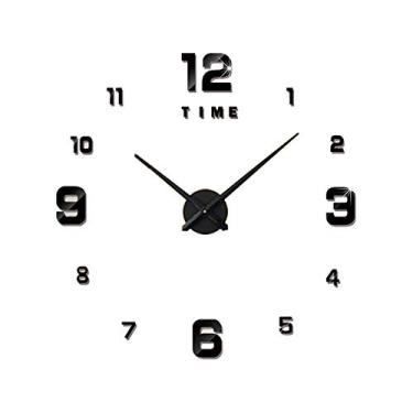 Imagem de Relógio de Parede Espelho 3D Sem Moldura DIY Grande Autoadesivo Silencioso para Sala Estar Decoração Casa