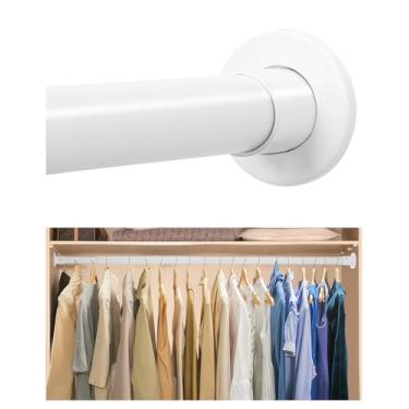 Imagem de Varas de armário para pendurar roupas, haste de armário ajustável de 45 a 163 cm, postes de armário de metal, barra de armário fácil de instalar para guarda-roupas, lavanderia, perfeita para