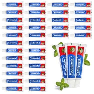 Imagem de Lomgwumy Pasta de dente de viagem a granel, 25 g/0,88 oz Mini pasta de dente vermelha e azul a granel adequada para hotéis, acampamento, convidados, pessoas sem-teto, instituições de caridade (pacote