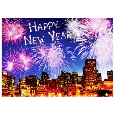 Imagem de DHXXSC Pano de fundo fotográfico feliz ano novo 2026 com fogos de artifício para ano novo, decoração de festa de ano novo, decoração de festa DH-958