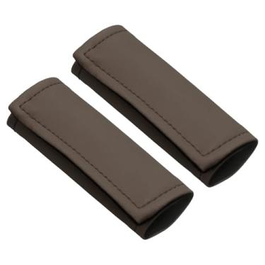 Imagem de YELARXI Envoltórios de alça de bagagem de couro, identificadores, marcadores, envoltórios de alça de mala para bolsa de carro acessórios de viagem (pacote com 2, marrom)
