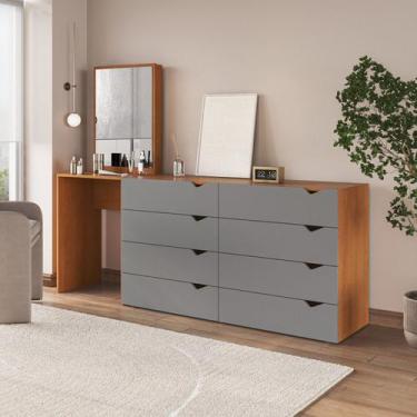 Imagem de Cômoda para Quarto 8 Gavetas com Espelho Porto - Politorno
