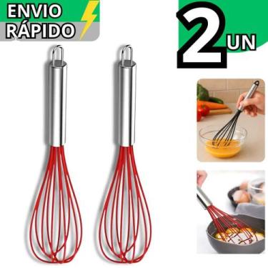 Imagem de Kit 2 Batedor de Silicone Claras de Ovos Massas e Bolos Fouet Utensíli
