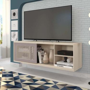 Imagem de Rack Suspenso Para Tv Até 55 Polegadas 136cm Em Bp Porta Telada Multiverso Espresso Móveis Off White Bp/cacao