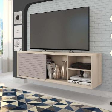 Imagem de Rack Suspenso Para Tv Até 55 Polegadas 136cm Em Bp Porta Pier Multiverso Espresso Móveis Off White Bp/cacao