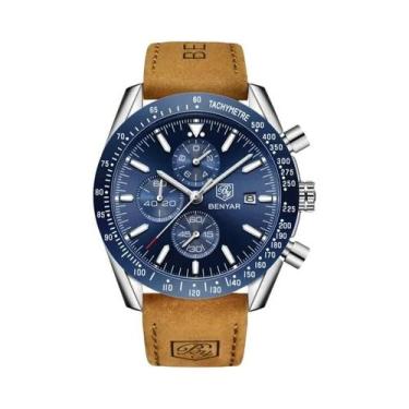 Imagem de Relógio De Pulso Masculino De Luxo Em Couro Quartz À Prova d'Água 30M 