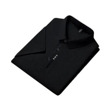 Imagem de Camisa Polo Masculina De Verão Casual De Negócios Em Cor Sólida Com Ma