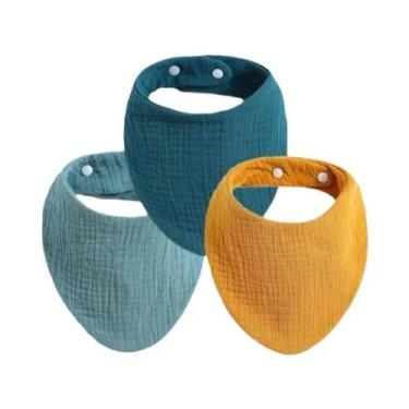 Imagem de Conjunto De Babadores De Algodão Macio Para Bebês Com Botão Ajustável,