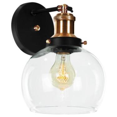 Imagem de Arandela Château Bola Media Vidro Preto c/ Cobre 20cm - MARRYLUZ