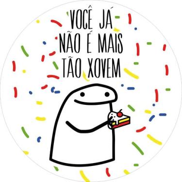 Imagem de Painel de Lona Redondo Aniversario Bento Flork Não é Mais Xovem - Fabr