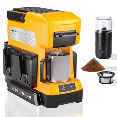 Imagem de Taingwei Cafeteira sem fio para bateria Dewalt 20 V, cafeteira portátil com moedor de café elétrico para trailer, acampamento, viagem, carro, caminhada (bateria não incluída)