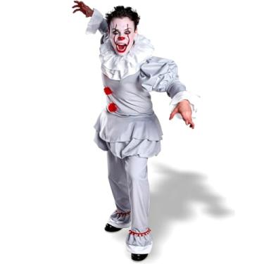 Imagem de Fantasia Palhaço It Adulto Cosplay Pennywise Halloween Circo Macabro Assassino Festa Halloween Noite do Terror Dia das Bruxas Fantasia Palhaço It Tamanho:P
