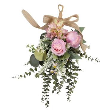 Imagem de Vaveren Guirlanda floral com luzes decorativas, formato de lágrima, ideal para festas, cafés, quintais, apartamentos e feriados, Roxo