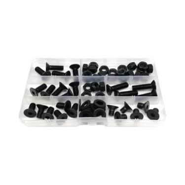 Imagem de Kit Sortido De Parafusos Allen Sextavados Pretos Grau 10.9 Com Porcas 