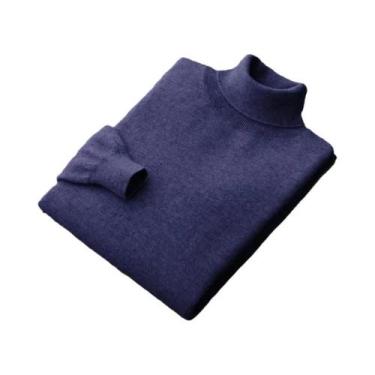 Imagem de Suéter Masculino De Gola Alta Grosso E Pesado, Quente De Lã, Estilo St