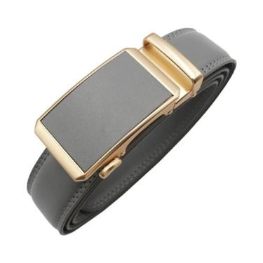 Imagem de Cinto Masculino De Luxo Em Couro Genuíno Preto Com Fivela Automática P