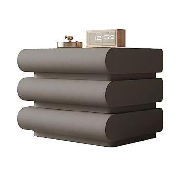Imagem de Mesa de cabeceira de madeira maciça com 3 gavetas - Armário de armazenamento minimalista moderno para quarto, berçário, sala de estar - mesa lateral de canto