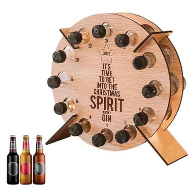 Imagem de Árvore de madeira, suporte de garrafa de vinho com contagem regressiva, comporta 12 garrafas de vinho, decorações de Natal divertidas, suporte em forma de árvore de Natal para sala de jantar