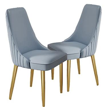 Imagem de Conjunto de 2 cadeiras de jantar modernas estofadas em couro sintético com pernas de metal - capacidade de 199 kg - assentos elegantes para cozinha e sala de espera