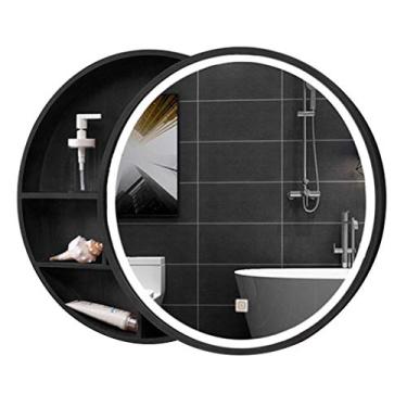 Imagem de Armário de armazenamento de banheiro com luz, armário de espelho deslizante redondo, solução de armazenamento de toucador, 19,7/23,6/27,5 polegadas, ideal para organização e estilo de banheiro