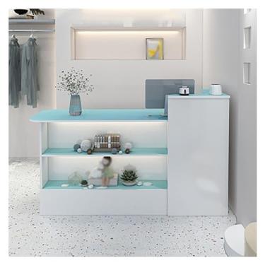 Imagem de Recepção de balcão com gavetas trancáveis, caixa em forma de L para loja de roupas, recepção da empresa, cafeteria - mesa de balcão de estações