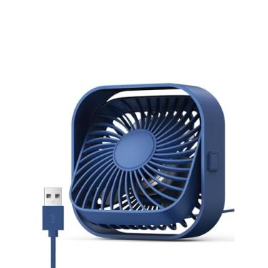 Imagem de Ventilador de mesa pequeno, alimentado por USB, ventilador portátil de 3 velocidades, fluxo de ar forte, mini ventilador de rotação de 360°, ventiladores de mesa pessoais para casa, escritório, quarto