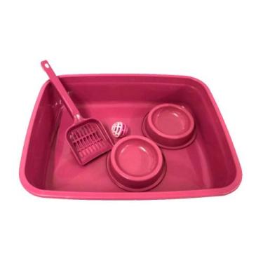 Imagem de Caixa de Areia Gatos Comedouro Bebedouro Pá e Guizo Média - Auma Terra