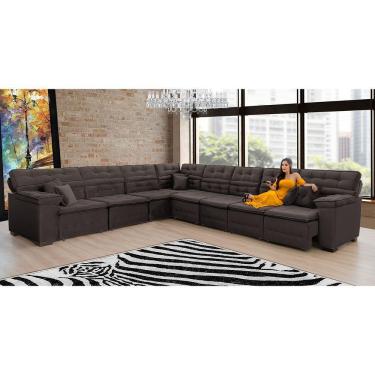 Imagem de Sofá Magno 3.97x4.57m De Canto, Retrátil E Reclinável - Marrom