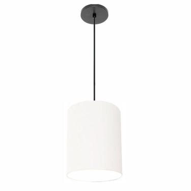 Imagem de Lustre Luminária Pendente Vivare Free Lux Pe-4103pr Cúpula Em Tecido 15x20cm Branca Canopla Preta E Fio Preto
