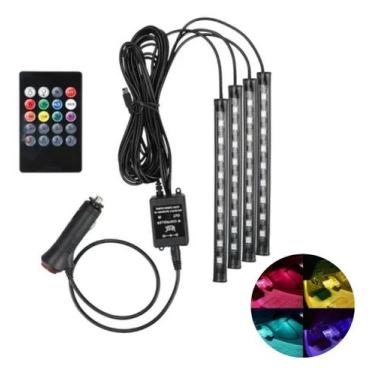 Imagem de Fita LED Neon RGB 12V para Interior de Carro  Luz Ambiente Automotiva 