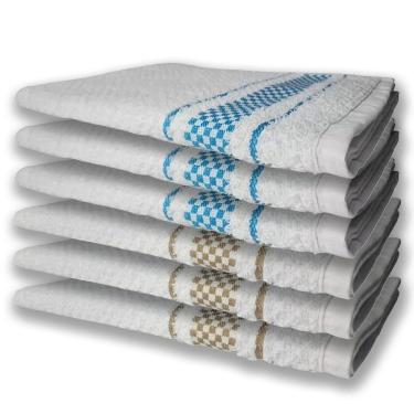 Imagem de 6 Panos De Prato Atoalhado Felpudo Premium Azul+Marrom