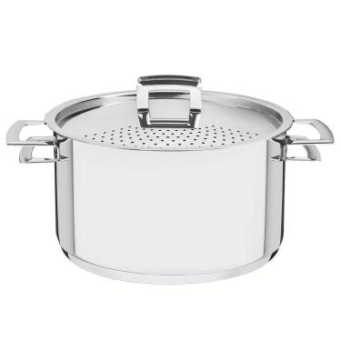 Imagem de Espagueteira Tramontina Brava 24 Cm 6,1 L Em Aço Inox Com Fundo Triplo Tampa E Alças 62...