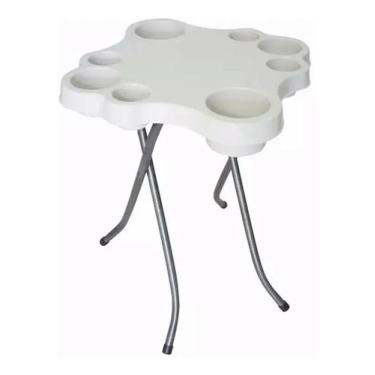 Imagem de Mesa Petisqueira Plástico Dobrável - Jaddi Móveis, Branco