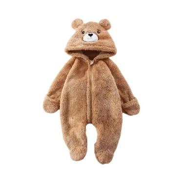 Imagem de Macacão De Inverno Para Bebês 0-12M Com Capuz De Urso Panda, Jumpsuit 