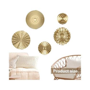 Imagem de Decoração De Parede Minimalista Em Metal Dourado, 5 Peças De Adesivos 