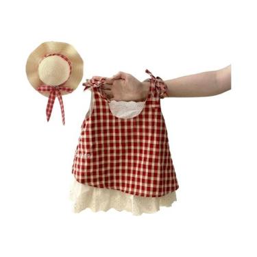 Imagem de Vestido De Princesa Xadrez Vermelho Para Meninas De 1 a 4 Anos, Estilo