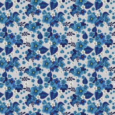 Imagem de Papel De Parede Flores Floras Azul Auto Colante Sala Quarto