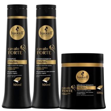 Imagem de Kit Cavalo Forte Haskell 500ml Shampoo Condicionador Máscara