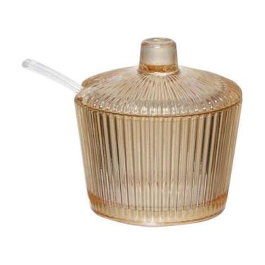 Imagem de Açucareiro Graffiato De Vidro Com Colher 200ml - Ambar - Hauskraft