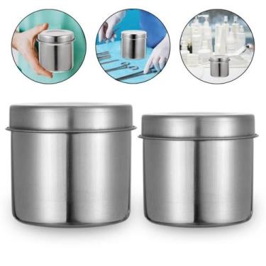 Imagem de Kit 2 Potes Inox Porta Ge Algodão Cotonetes 10Cm E 12Cm - Arte Seducao