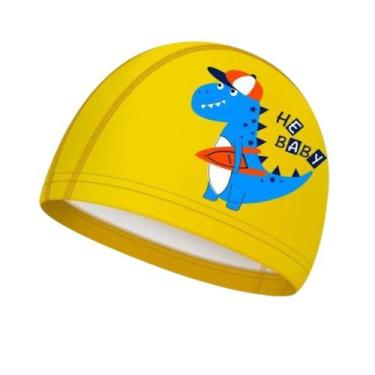 Imagem de Touca De Natação Infantil Profissional Dinossauro H.B, Amarelo dinossa