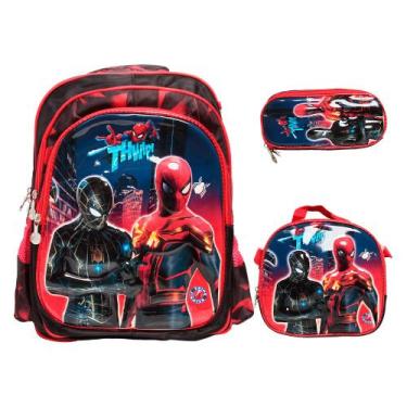Imagem de Kit Mochila Infantil Costas Spider Man 3D Com Lancheira - TOYS 2U