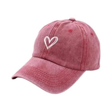 Imagem de Boné De Beisebol Feminino E Masculino Com Bordado De Coração Pêssego, 