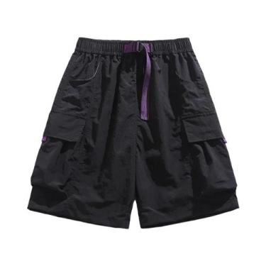 Imagem de Shorts Cargo Femininos Casuais De Verão Com Cinto, Bolsos Grandes, Res