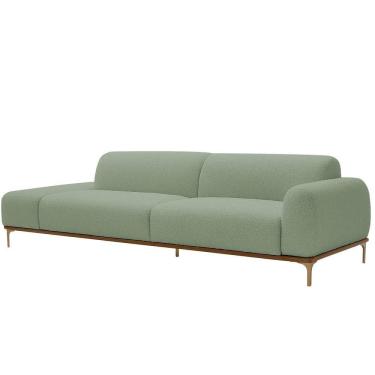 Imagem de Sofá Living Unne 3 Lugares 210cm Terminal Direito Bouclé Verde Claro - Nexta Casa Cor V...