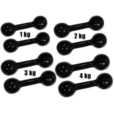 Imagem de Kit 4 Pares Halteres Emborrachados Pesos 1kg, 2kg, 3kg E 4kg-Unissex